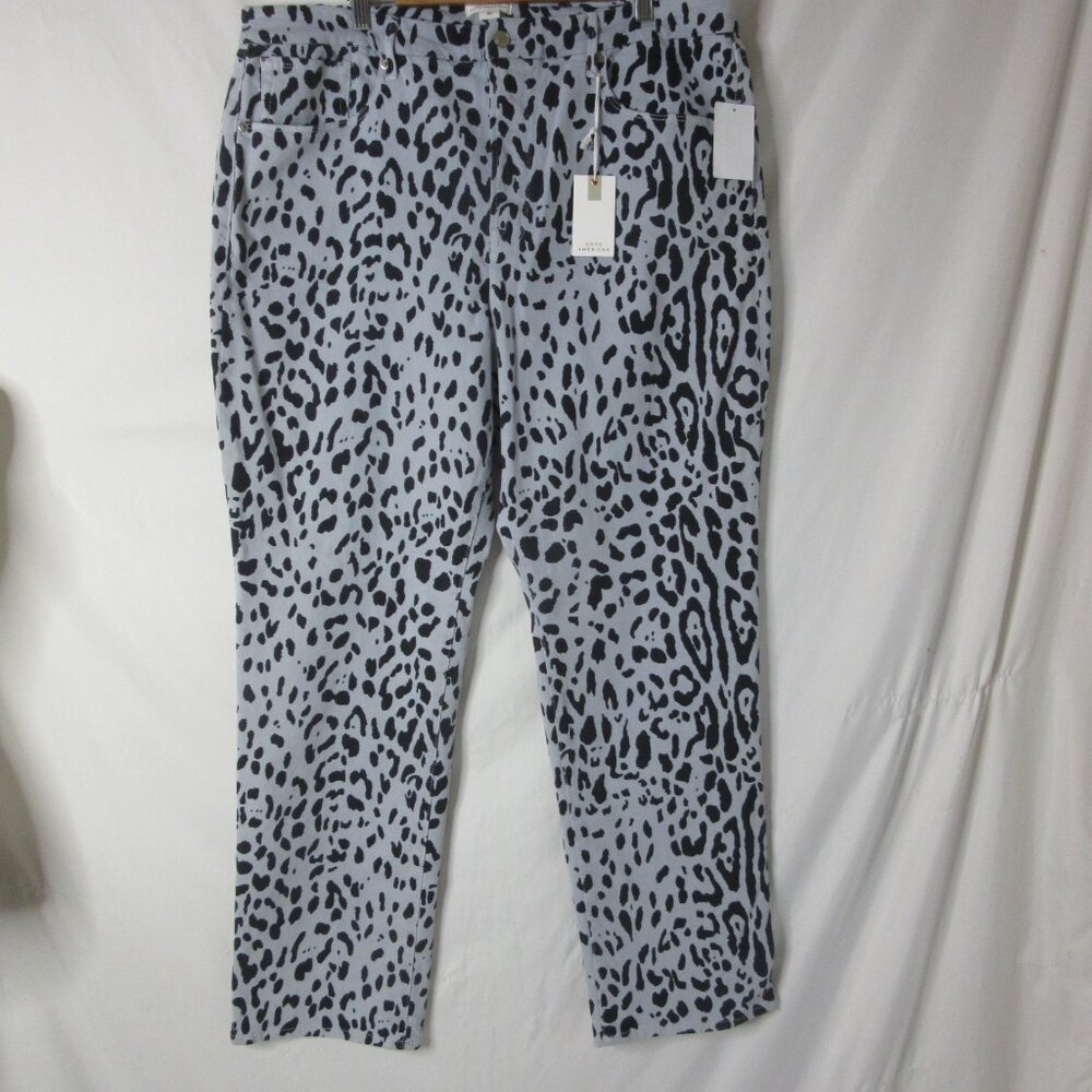 Good American Jeans Good Icon Straight Mineral Glass Leopard Plus Size 20 NWT - Picture 14 of 16
